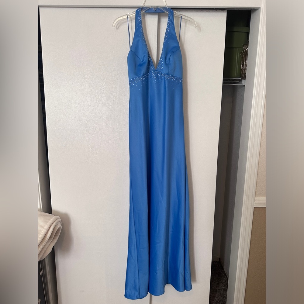Full length blue gown